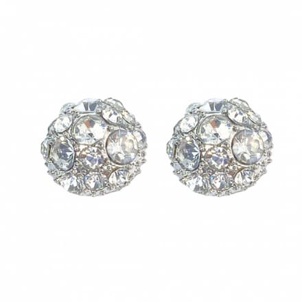 Magneet oorbellen zilverkleur Luxe strass 10 mm