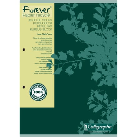 Cursusblok Clairfontaine Forever Calligraphe A4 lijn 2-gaats 200 pagina's 70gr groen