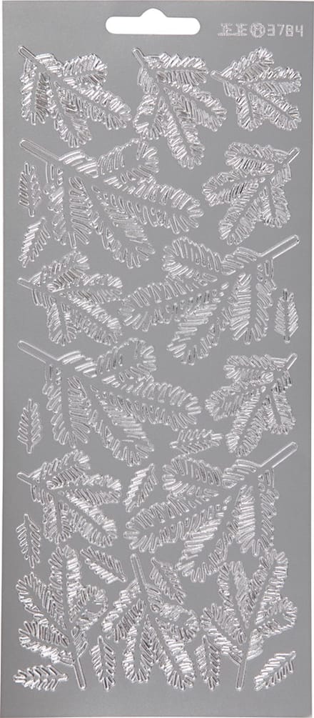 Stickers, twijgen, vel 10x23 cm, zilver, 1 vel