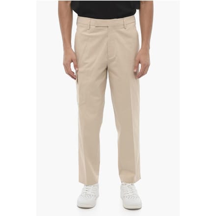 Skinny Cargobroek met Riemlussen in Beige