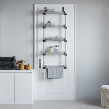 vidaXL - Deurorganizer - met - 5 - schappen - 52x20x135 - cm - aluminium