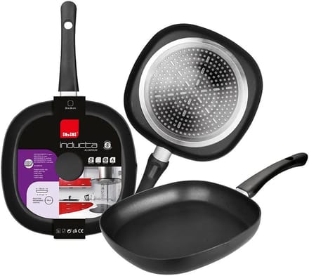 IBILI - Grill Inducta, 26 x 26 cm, Aluminium, Antiadhésif, Compatible avec l'induction