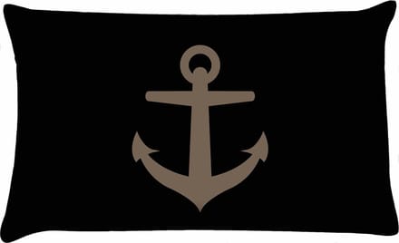 Buitenkussen Mud Race bruin zwart waterafstotend 40x60cm bootkussen zwart anker