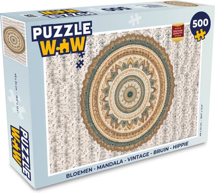 Puzzel Bloemen - Mandala - Vintage - Bruin - Hippie - Legpuzzel - Puzzel 500 stukjes