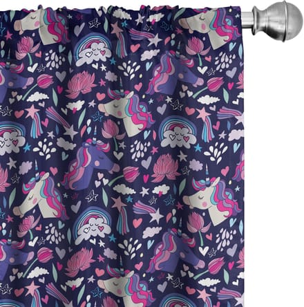 ABAKUHAUS – Gordijnen – 2x75x225 cm – Eenhoorns – Microvezel