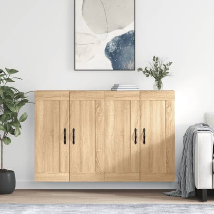vidaXL - Hangkasten - 2 - st - bewerkt - hout - sonoma - eikenkleurig