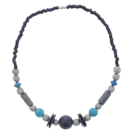Behave – Korte ketting blauw – Vintage look – Boho trendaccessoire