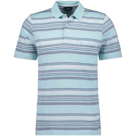 Ragman Polo Soft Knit Multi Stripe Jade-Blue / male