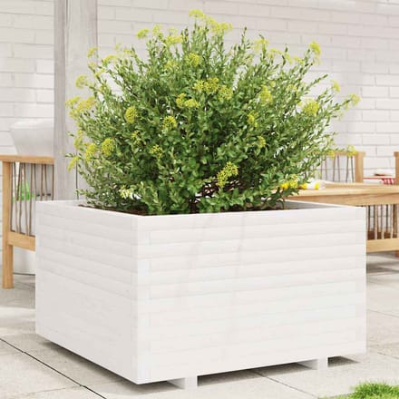 vidaXL - Plantenbak - 80x80x49,5 - cm - massief - grenenhout - wit
