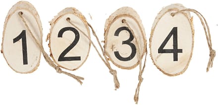 Houten schijven met adventcijfers, 4 stuk/ 1 doos