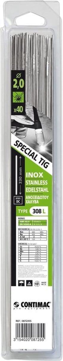 GYS TIG Lastoevoeg RVS 308L Ø2,0 x 330 mm 40 stuks