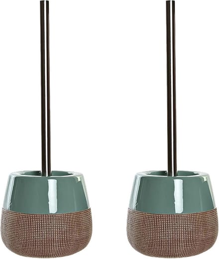 Items Toiletborstel met houder - 2x stuks - polystone - mint groen - 36 cm