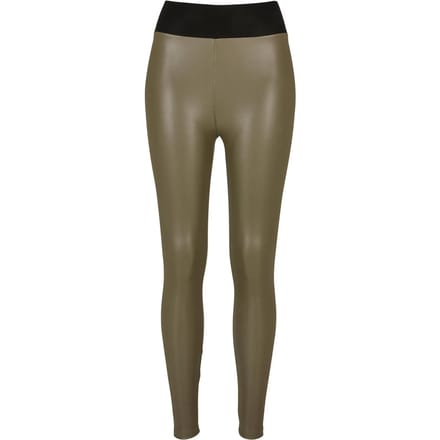 Urban Classics - Faux Leather High Waist Legging - S - Olijfgroen