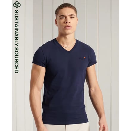 T-shirt met klassieke kraag Superdry V en coton bio