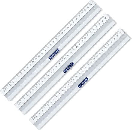 3-Pack Metalen Liniaal 30 cm - Professioneel Teken- en Meetgereedschap