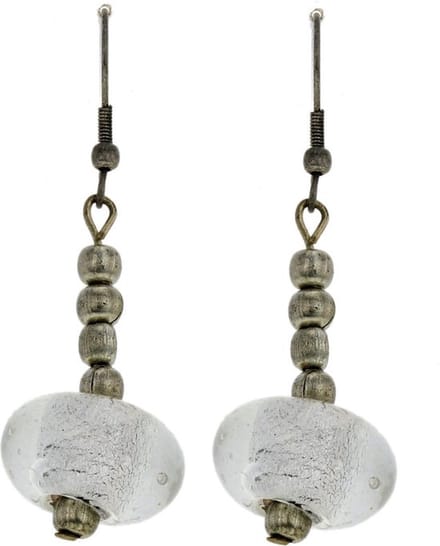 Behave - Oorhangers met witte glaskraal - retro vintage stijl