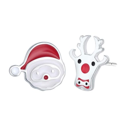 Jomide Kerst oorknoppen Kerstman/Rendier - Zilverkleurig