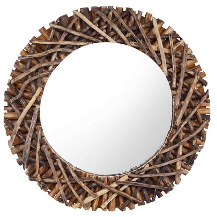 vidaXL - Wandspiegel - rond - 60 - cm - teakhout