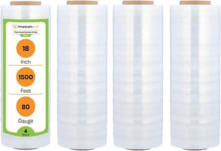 Set van 4 Rollen Stretchfolie voor Verpakken - 45.7 cm Breed en 457 Meter Lang