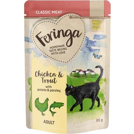12x85g Maaltijdzakjes Forel & Kip met Aardappel Feringa Kattenvoer