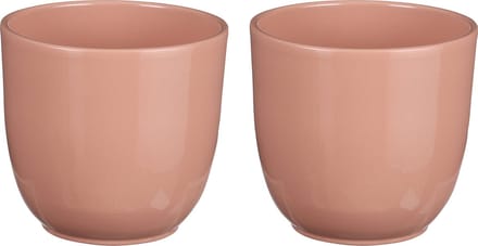 Mica Decorations Plantenpot/bloempot Tusca - 2x - Lichtroze - keramiek - glans - D28/H25 cm