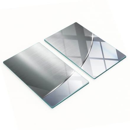 Set van twee decoratieve glazen keukenplanken met structuur, 2x30x52 cm