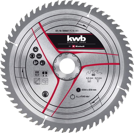 Einhell Cirkelzaagblad Universeel Kwb60t - 254mm - 60t - Hardmetaal