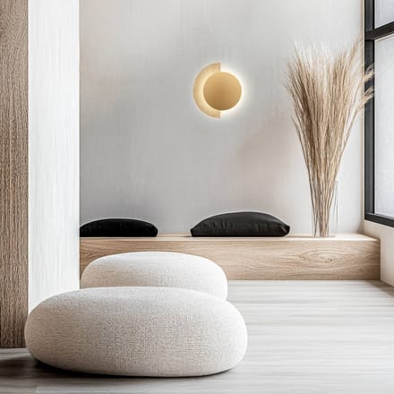 Viokef LED wandlamp Miranda, goudkleurig/beige, hoogte 25 cm, steen