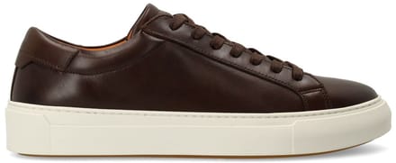 Manfield - Heren - Bruine leren sneakers - Maat 41