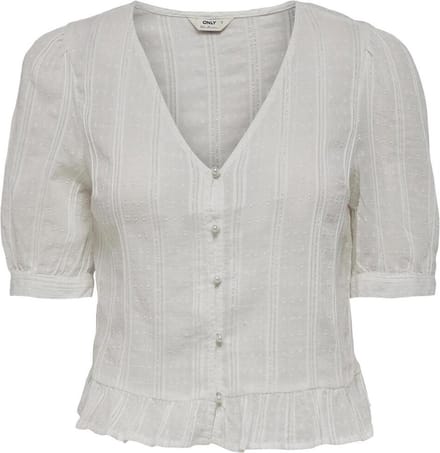 Only Blouse Onllina 3/4 Button Top Wvn 15256791 Cloud Dancer Dames Maat - S