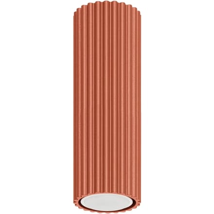Plafondlamp KARBON 20 geribbelde buisspot van 20 cm - Sollux Lighting - IP20 - Okerrood aluminium behuizing - 6.5 x 6.5 x 20 cm - 1 x GU10 LED, exclusief lichtbron - Max. 10 W - Minimalistische plafondlamp voor woonkamer, slaapkamer en eetkamer