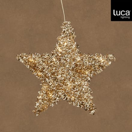 Ster hangend champagne warm wit bo en timer -d40cm