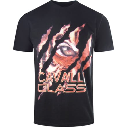 Cavalli Class Peeking Tiger Design zwart T-shirt