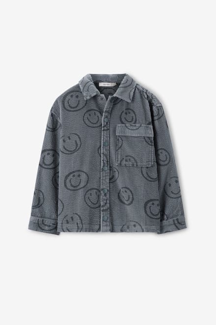 Sissy-Boy - Blauw corduroy overhemd met smileys