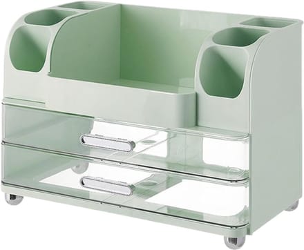 Make-up Organizer - Cosmetische Opslag - Bureau Organiseren - Meerdere Compartimenten - 28x23.3x28 cm - Groen