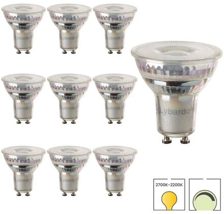 Lybardo - GU10 LED Lamp - 10-pack - 5.5W Dimbaar - 2200K-2700K - Dim to Warm