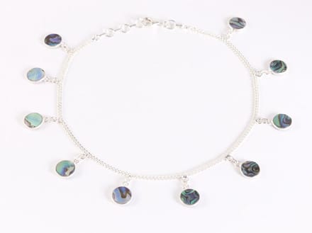 Zilveren enkelband met abalone schelp