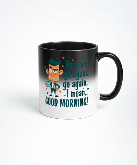 Grappige Good Morning Magic Mok - Hier We Go Again Ontwerp