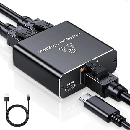 Netwerk Splitter - Ethernet Hub - Internet Verdelen - 1000Mbps Snelheid - 3 Poorten - Zwart