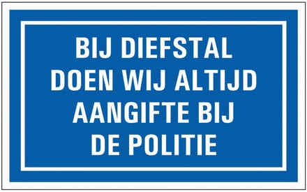 Aangifte bij politie bord, kunststof 320 x 200 mm