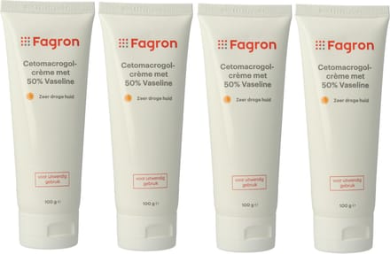 Fagron Cetomacrogolcrème met 50% vaseline - 4x100 ml voordeelverpakking