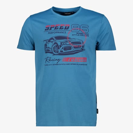 Unsigned heren T-shirt met opdruk blauw - Maat S