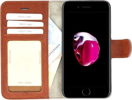 Apple iPhone 7 Plus Telefoonhoesje Echt Lederen Handmade Pearlycase Wallet Bookcase Bruin