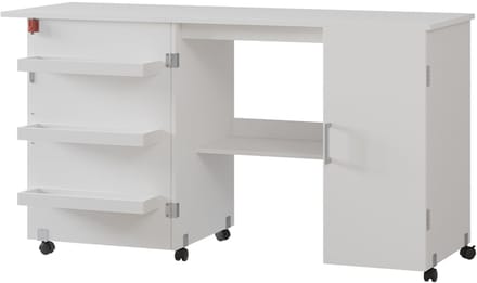 Vicco Carmen Naaitafel – 148 x 75 cm met 3 legplanken en kast Wit