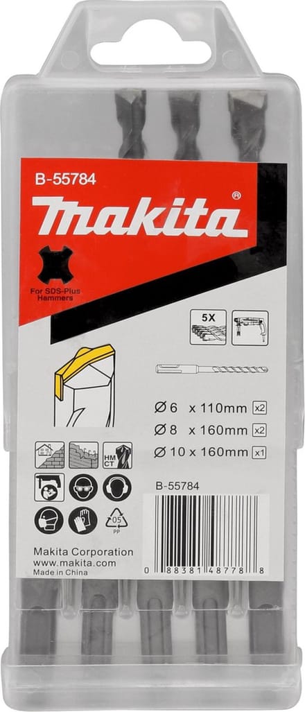 Makita Hamerborenset 5-delig SDS+ in Cassette B-55784