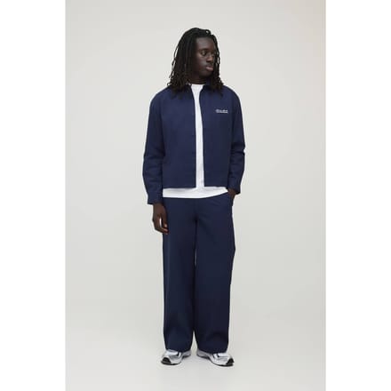 Soft Twill Embroidered Oversized Shirt & Baggy Trouser Set | Navy | Size Medium