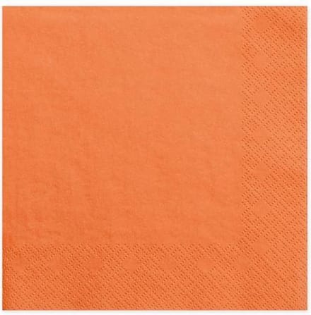 """Servetten, drie laags, oranje, 33x33cm (1 zakje met 20 stuks)"""
