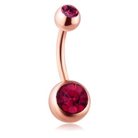 Navel Piercing - Rose Goud Met Steentjes
