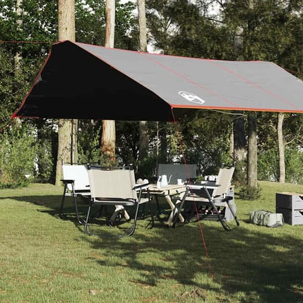 vidaXL - Kampeerluifel - waterdicht - 420x440 - cm - grijs - en - oranje
