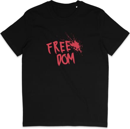 Heren en Dames T Shirt - Tekst: Freedom Vrijheid - Zwart - M